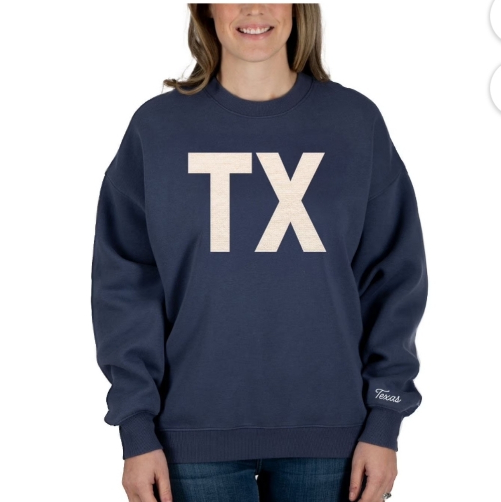 NWT State of Mine Women's Texas Big Timer State Sweatshirt, Blue